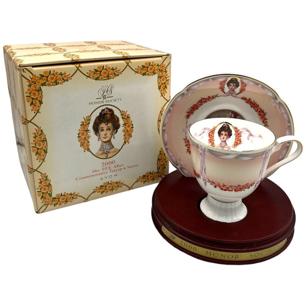 Avon Honor Society 2000 Mrs. PFE Albee Commemorative Teacup & Saucer Set In Box - Picture 5 of 16